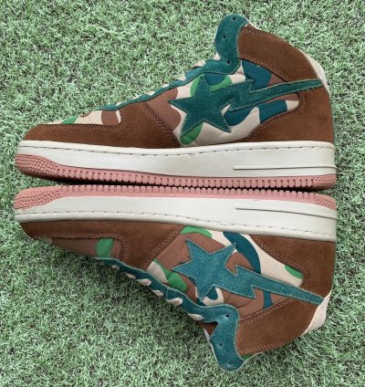 BAPE MID Sta brown green camo suede