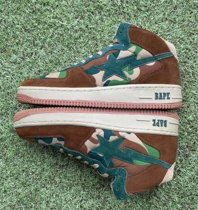 BAPE MID Sta brown green camo suede
