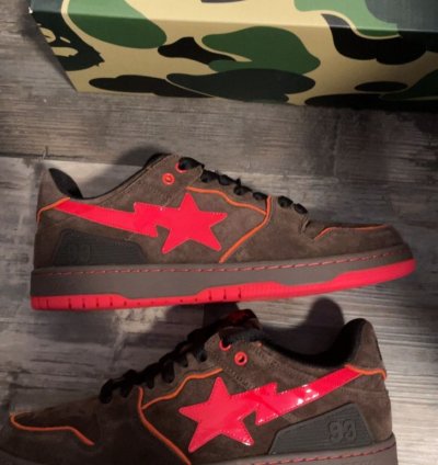 bape sk8 sta brown and red