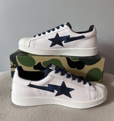 Bape Skull Sta Blue Camo Sneakers in White