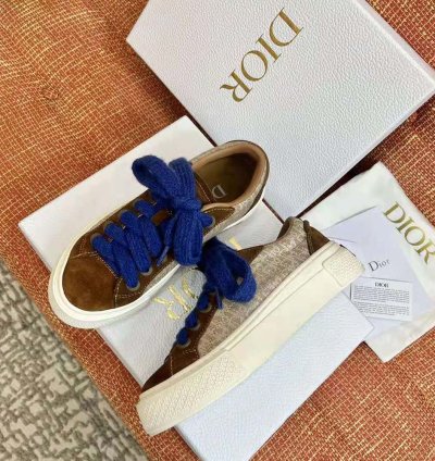 Dior Men B33 Sneaker Brown and Cream Dior Oblique Jacquard and Brown Suede