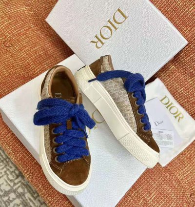 Dior Men B33 Sneaker Brown and Cream Dior Oblique Jacquard and Brown Suede