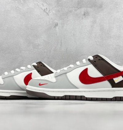 280 Nike SB Dunk Low White Brown Gray Red Hook GJ8309-932