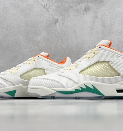 260 Kw version of Air Jordan 5 Low AJ5 Joe 5 corduroy white orange green CW4204-