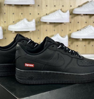160 Supreme x Nike Air Force 1'07 LowBlack Air Force One Sneakers Leather Black