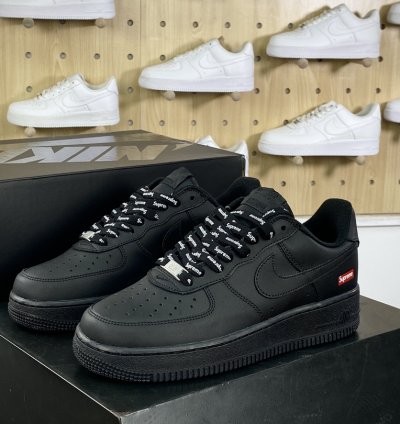 160 Supreme x Nike Air Force 1'07 LowBlack Air Force One Sneakers Leather Black
