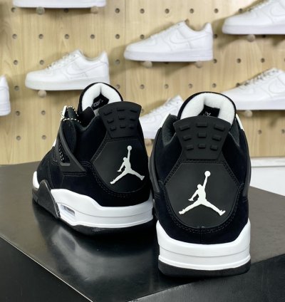 380 Nike Air Jordan 4 Retro Black WhitePanda Michael Jordan AJ4 mid-top basketba