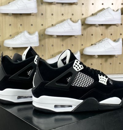 380 Nike Air Jordan 4 Retro Black WhitePanda Michael Jordan AJ4 mid-top basketba
