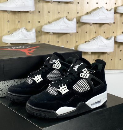380 Nike Air Jordan 4 Retro Black WhitePanda Michael Jordan AJ4 mid-top basketba