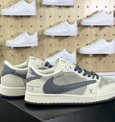 280 Louis Vuitton x Travis Scott x Nike Air Jordan 1 Low OG SPBlackBeige LV Mono