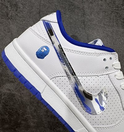 280  Nk SB Dunk Low BAPE joint-white color hook small blue h