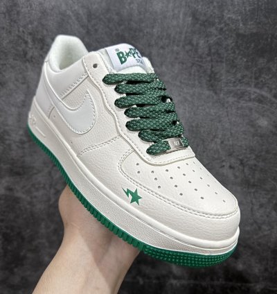 240 Nk Air Force 1'07 Low BAPE joint-beige green star Air Force One low-top casu