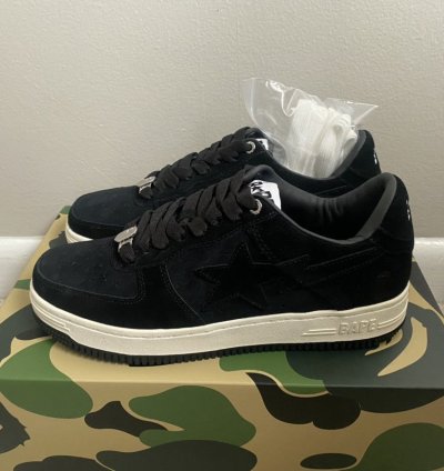 100 Authentic Bathing Ape Bape Sta Black Suede Size 8 5