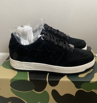 100 Authentic Bathing Ape Bape Sta Black Suede Size 8 5