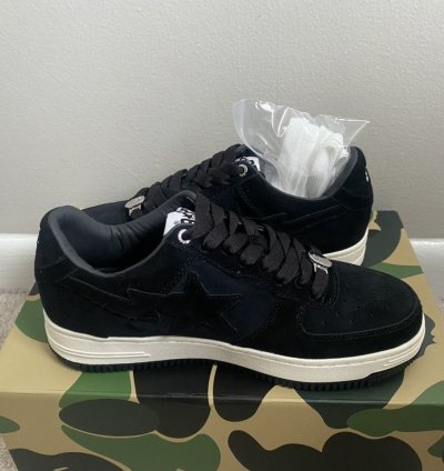 100 Authentic Bathing Ape Bape Sta Black Suede Size 8 5