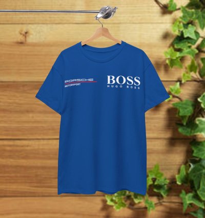 Porsche Motorsport X Boss T-Shirt Royal Blue Shirt USA Size