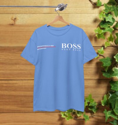 Porsche Motorsport X Boss T-Shirt Carolina Blue Shirt USA Size