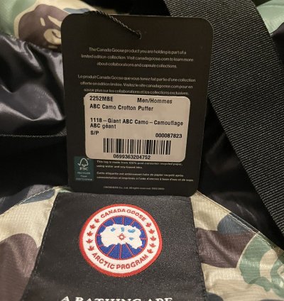 Bape Canada Goose ABC Camo Crofton Puffer Jacket