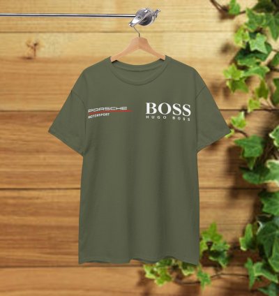 Porsche Motorsport X Boss T-Shirt Carolina Military Green Shirt USA Size