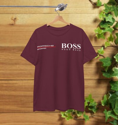Porsche Motorsport X Boss T-Shirt Maroon Shirt USA Size