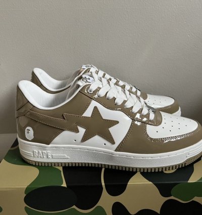 2023 Bathing Ape Patent Leather Khaki Bape Bapesta Size 13