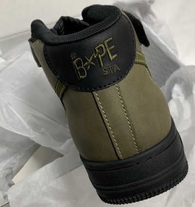 9 DS BAPE STA MILITARY MID Leather Suede Olive