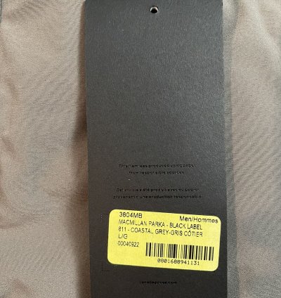 Canada Goose Black Label MacMillan Parka Coastal Grey Size