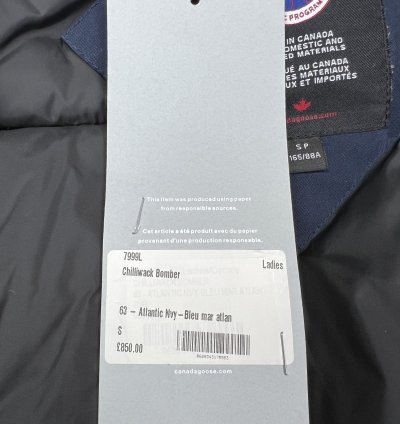 Canada Goose Chilliwack Bomber 7999L Blue New