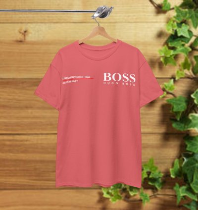Porsche Motorsport X Boss T-Shirt Coral Silk Shirt USA Size