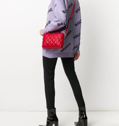 Balenciaga Red Camera Quilted Leather Shoulder Bag