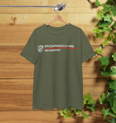 Porsche Motorsport Men's T-Shirt Military Green Shirt USA Size