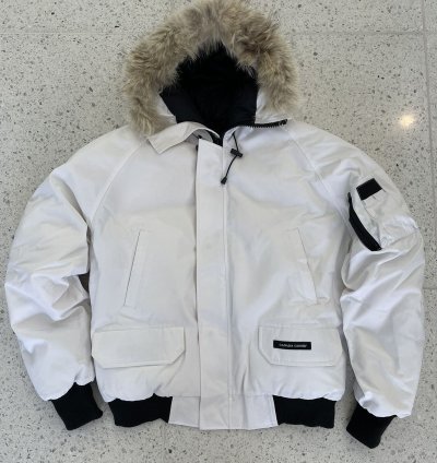 Canada Goose Mens White Down Bomber Jacket Large