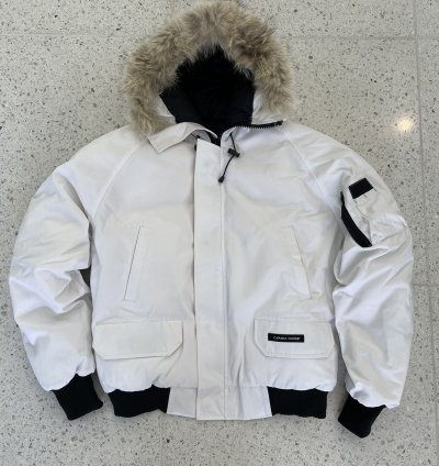 Canada Goose Mens White Down Bomber Jacket Large