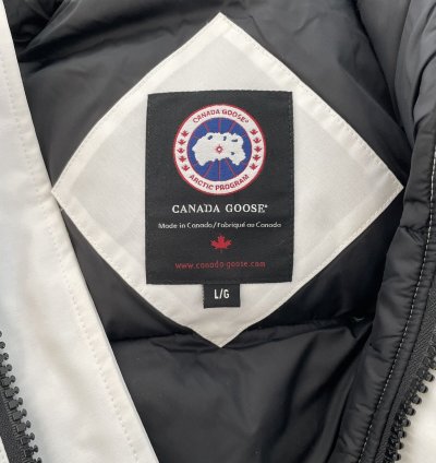 Canada Goose Mens White Down Bomber Jacket Large