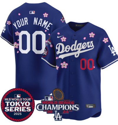 Custom Dodgers Jersey Tokyo Series 2025 World Series Champions Patch Vapor Stitched Royal
