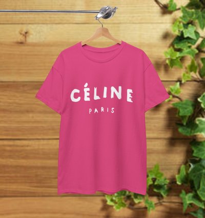 Celine Paris T-Shirt Heliconia Pink Shirt USA Size