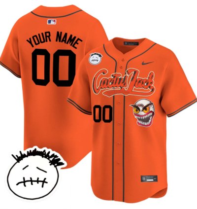 Custom Houston Astros Cactus Jersey Jack Patch V3 All Stitched Orange