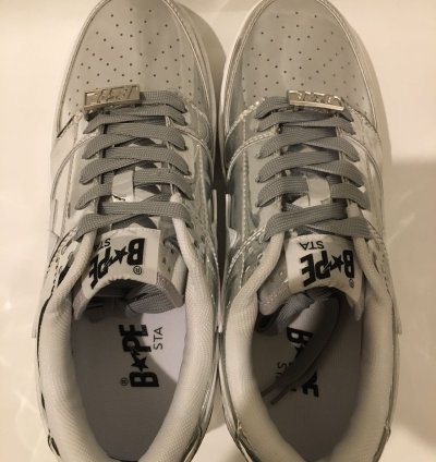Bape Bapesta OG Gray Patent Leather Low Top Sneaker