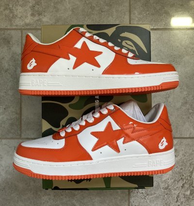 Bape bapesta patent leather orange white
