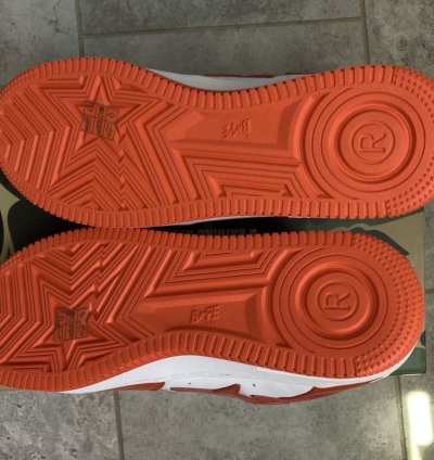 Bape bapesta patent leather orange white