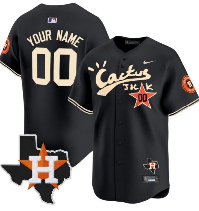 Custom Houston Astros Jersey Cactus Jack Houston Patch Customized Limited Black
