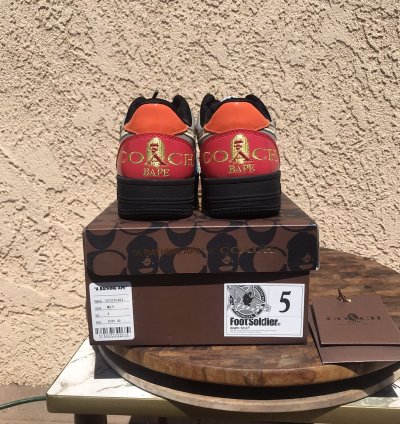 Bape Coach rainbow bapesta size 5
