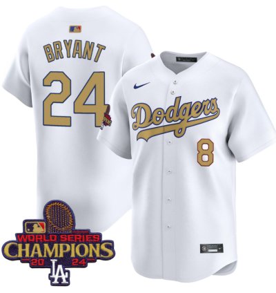 Kobe Bryant Jersey #8 Dodgers 2025 Gold Vapor Premier Stitched White