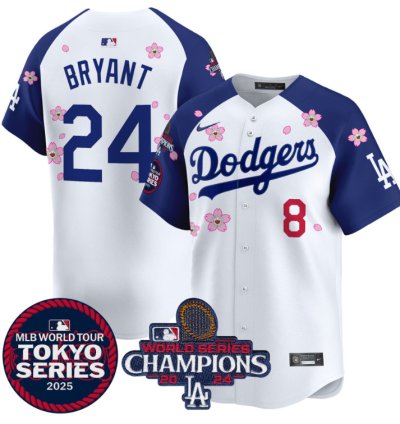 Kobe Bryant Jersey #24 Dodgers Tokyo Series 2025 World Series Champions Patch Alternate