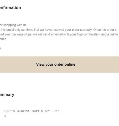 Bape JJJJound Bape Sta Size 9 CONFIRMED ORDER