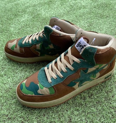 BAPE MID Sta brown green camo suede