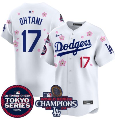 Shohei Ohtani Jersey #17 Dodgers Tokyo Series 2025 World Series Champions Patch White