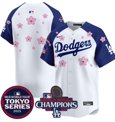 Team Jersey No Name Dodgers Tokyo Series 2025 World Series Champions Patch Alternate