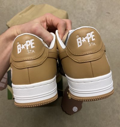 Bape premium leather bapestas beige