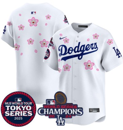 Team Jersey No Name Dodgers Tokyo Series 2025 World Series Champions Patch White